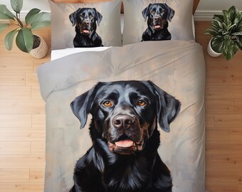 Black Labrador Retriever Bedding Set, Black Lab Decor, Gift for Black Lab Lover Duvet Cover or Comforter Set