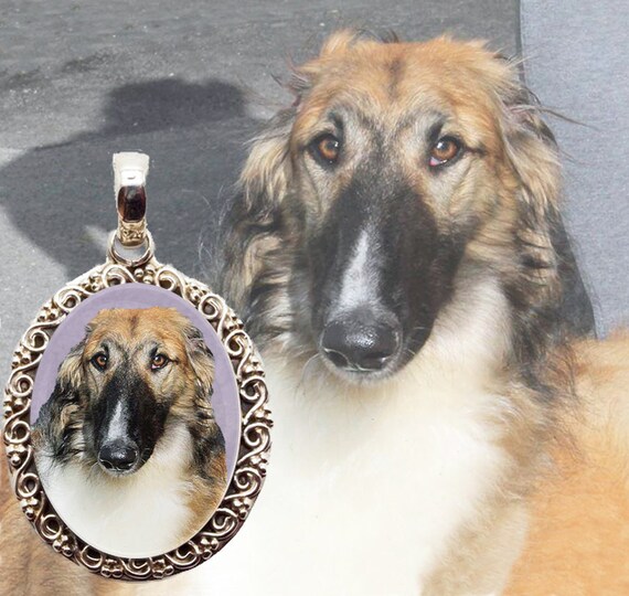 Custom Borzoi Sterling Silver Photo Necklace Personalized Etsy