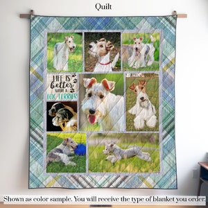 Personalized Wire Fox Terrier Photo Quilt Blanket or Wall Hanging with your dog, Custom Fox Terrier Blanket, Gift for Fox Terrier Lover