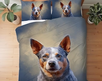 Australian Cattle Dog Bedding Set, Blue Heeler Decor, Kelpie Blue Heeler Gift Duvet Cover or Comforter Set