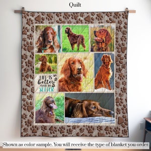 Personalized Irish Setter Photo Quilt Blanket or Wall Hanging with your dog, Custom Irish Setter Blanket, Gift for Setter Lover Mom Dad