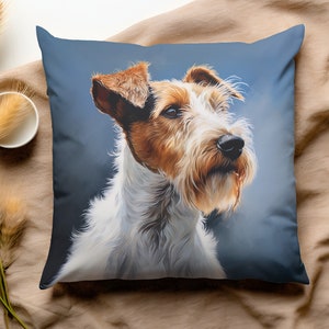 Wire Fox Terrier Throw Pillow Cover, Decorative Wire Fox Terrier Pillowcase, Wire Fox Terrier Gift, Wire Fox Terrier Decor Accent Pillow