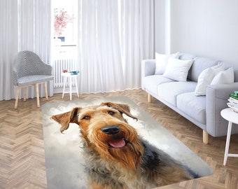 Airedale Terrier Area Rug Carpet, Airedale Decor, Gift for Airedale Lover, Airedale Mom Dad Airedale Terrier Gift Decorative Floor Covering