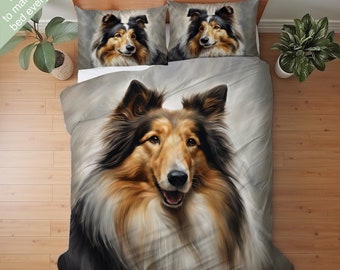 Ensemble de literie Collie, ensemble de courtepointe, édredon ou ensemble de couette Collie, déco colley, cadeau pour les amateurs de colley, couvre-lit colley