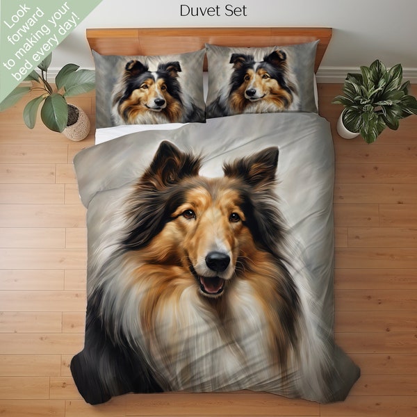 Ensemble de literie Collie, ensemble de courtepointe, édredon ou ensemble de couette Collie, déco colley, cadeau pour les amateurs de colley, couvre-lit colley