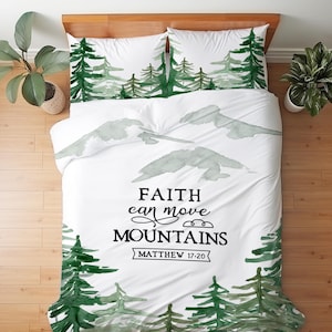 Christian Bedding Set, Bible Verse Decor, Scripture Art Christian Gift, Matthew 17:20  Duvet Cover,  Comforter or Quilt Set