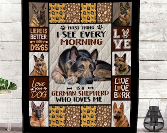 German Shepherd Quilt Blanket or Wall Art, German Shepherd Decor, Gift for German Shepherd Lover Mom Dad, German Shepherd Gift Blanket