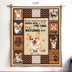 Welsh Corgi Funny Quilt, Blanket or Wall Hanging, Corgi Gift, Corgi Decor, Gift for Welsh Corgi Lover, Corgi Blanket, Corgi Mom Dad Gift