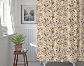 Nebelwald-Duschvorhang Mit Herbstwald-Design - 183x183 Cm, Aus Stoff, Inkl. Haken, Grau