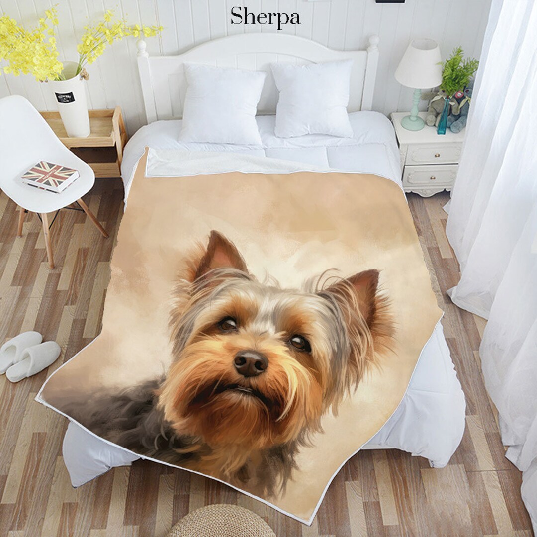 Cute Yorkshire Terrier Plush Throw Blanket - Soft, Warm & Lightweight 60x50 Inch Dog Blanket For Bed, Sofa & Home Decor