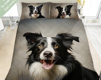 Ensemble de literie border collie, parure de lit, couette ou ensemble de couette, décoration border collie, cadeau pour les amateurs de border collie, papa maman border collie