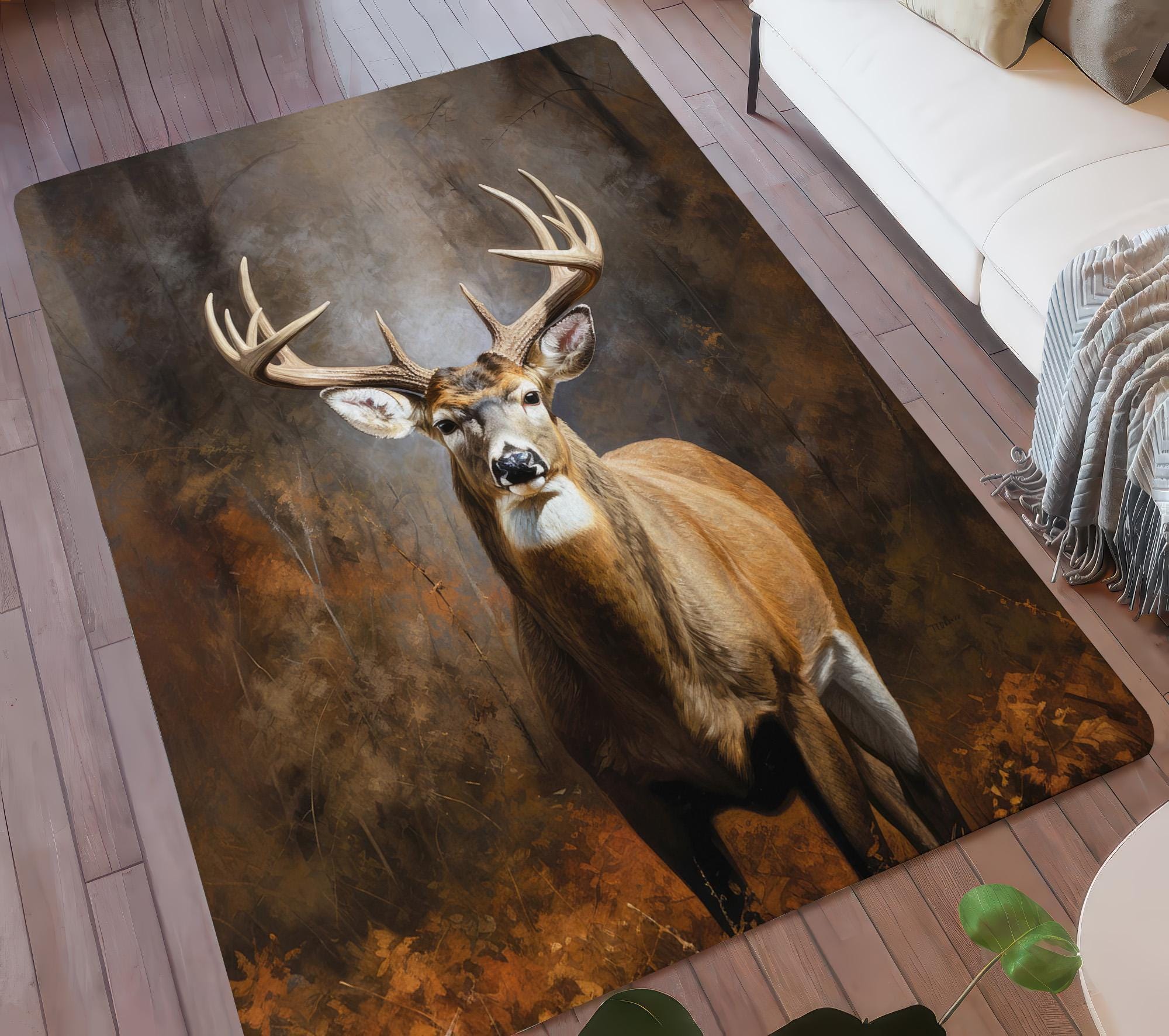 Majestic Buck Deer Area Rug, Rustic Woodland Lodge Cabin Decor, Gift ...