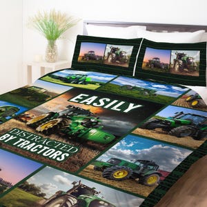 Easily Distracted by Tractors Farming Bedding Set, Duvet Set, Comforter Set Or Quilt Set, Tractor Lover Bedding, Country Farm Life Decor