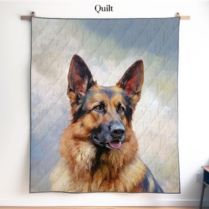 German Shepherd Quilt, Blanket or Wall Art, German Shepherd Decor, Gift for German Shepherd Lover Mom Dad, German Shepherd Gift Blanket