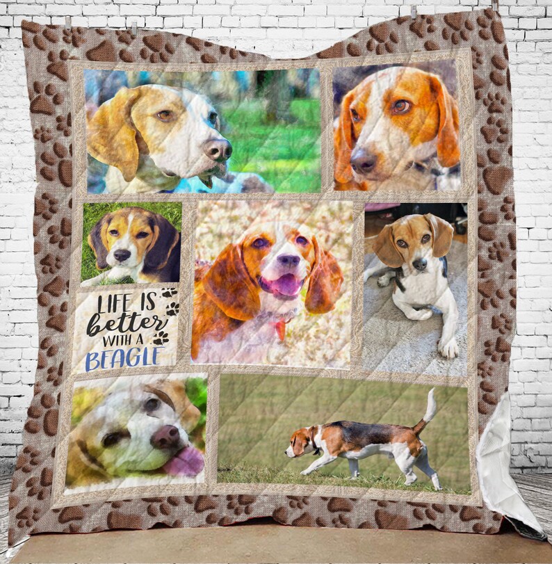 Personalized Beagle Photo Quilt Blanket With YOUR Dog's Etsy