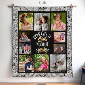 Personalized Photo Memory Quilt, Blanket or Wall Hanging, Black White Classic Photo Blanket, Memory Keepsake Gift, Custom Picture Quilt