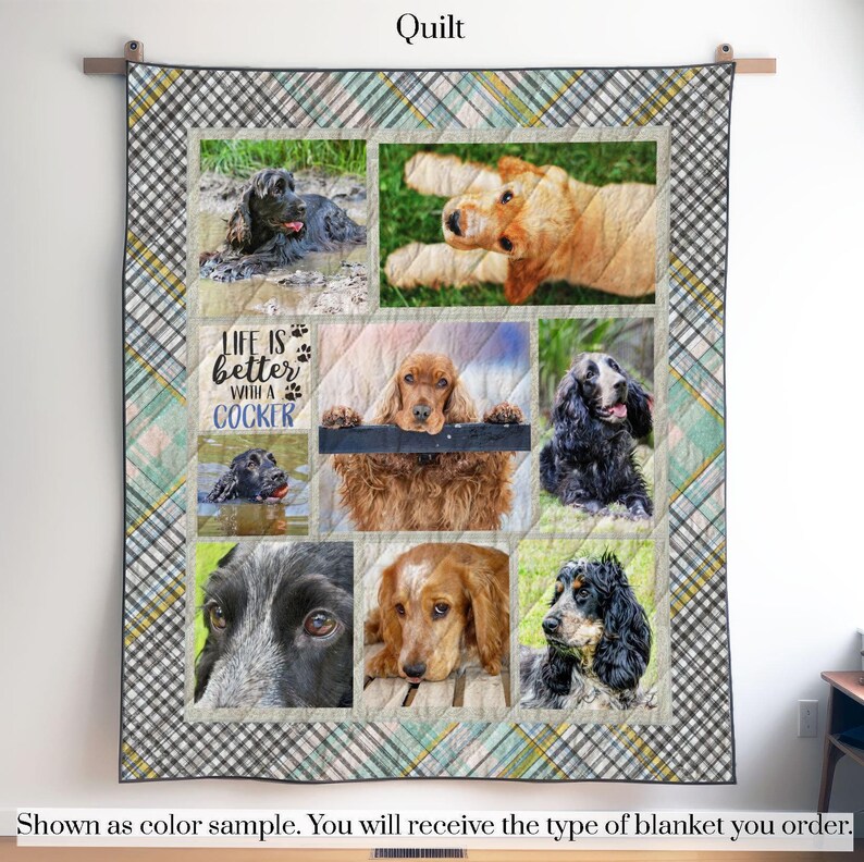 Personalized Cocker Spaniel Photo Quilt Blanket or Wall Hanging With ...