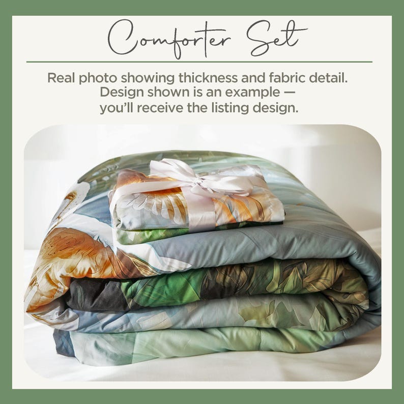 a stack of colorful, patterned bedding items, including a comforter and a blanket, arranged neatly on a surface.