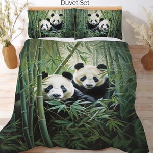 Panda Bear Bedding Set, Duvet Set, Comforter Set Or Quilt Set, Wildlife Panda Bamboo Rustic Decor, Gift for Panda Lovers Nature