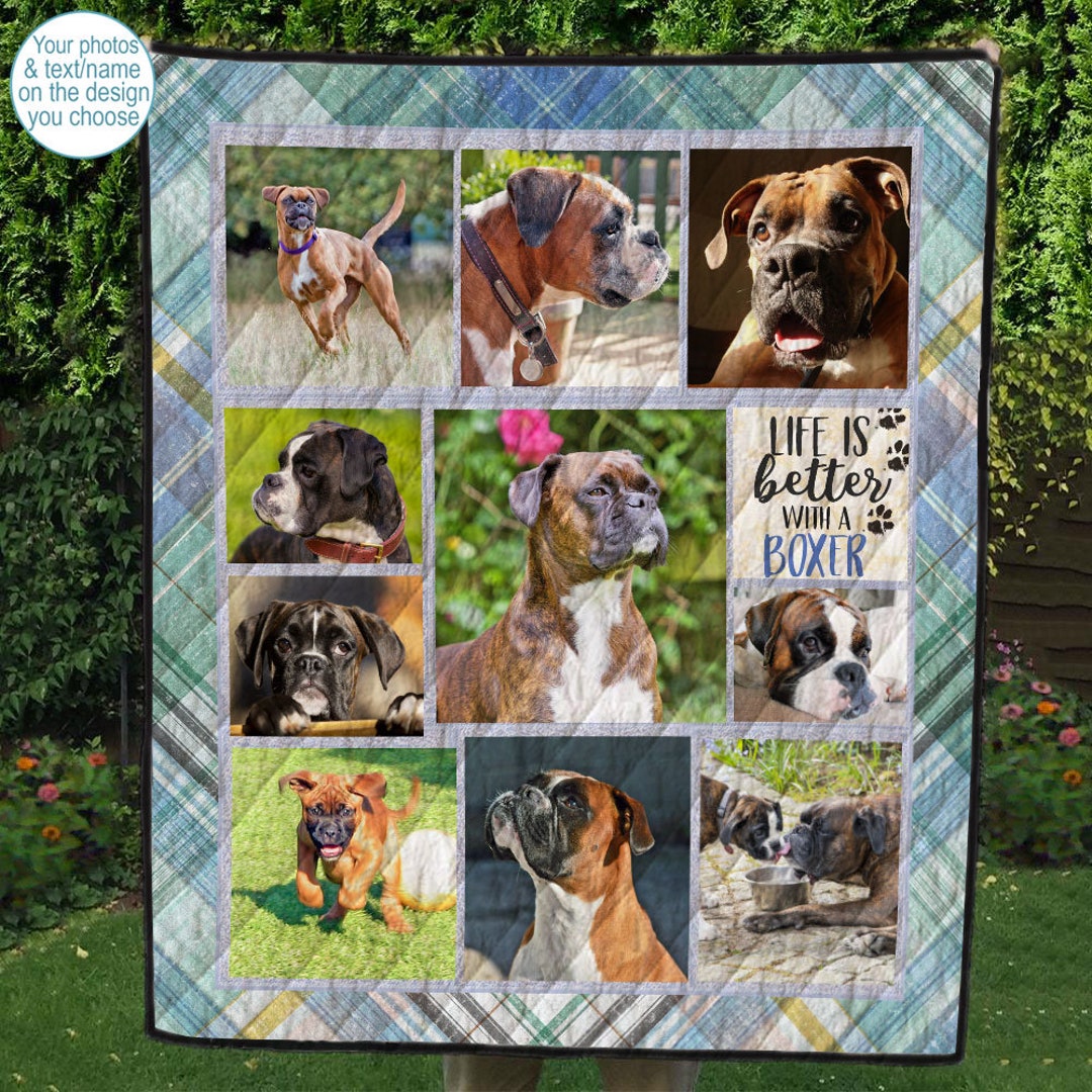 Personalized Boxer Dog Photo Quilt Blanket or Wall Hanging Etsy