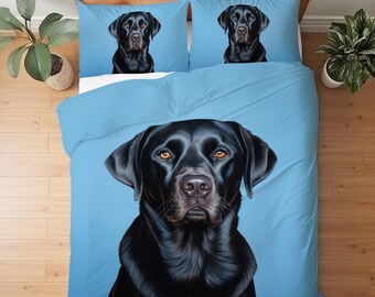 Black Labrador Retriever Bedding Set, Black Lab Decor, Gift for Black Lab Lover Duvet Cover or Comforter Set