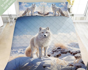 Arctic Fox Bedding Set, Duvet Set, Comforter Set Or Quilt Set, Wildlife Decor, Arctic Fox Decor, Outdoors Decor, Arctic Fox Lovers Gift