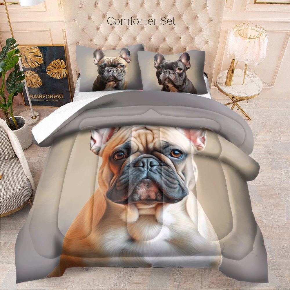  Lynnezilla Duvet Cover 3 Pieces Bedding Set French Bulldog Bedspread  Comforter Set Bed Cover All Season Twin/Full/Queen/King Size, 1 Duvet Cover  + 2 Pillowcase - Twin Size (68x87,180x220cm) : Home 