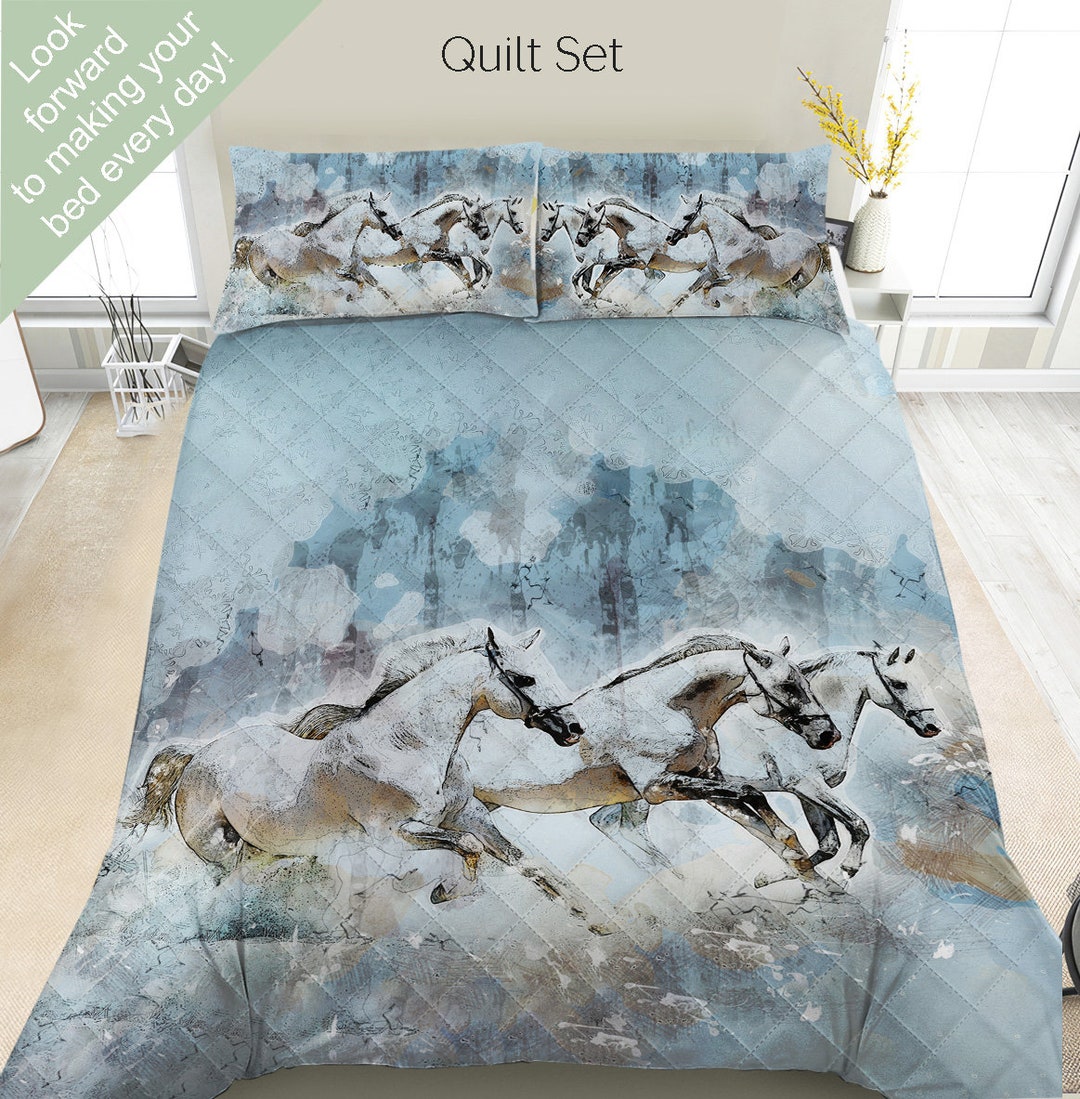 Running Horses Bedding Set, Duvet Set, Comforter Set or Quilt Set