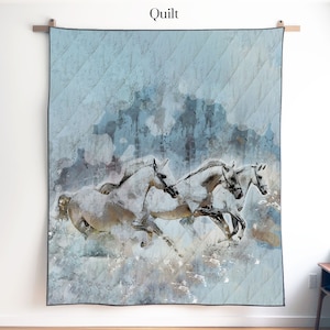 Running Horses Quilt Blanket or Wall Hanging, Horse Art, Horse Blanket, Horse Lovers Gift, Horse Decor, Gift for Horse Lovers