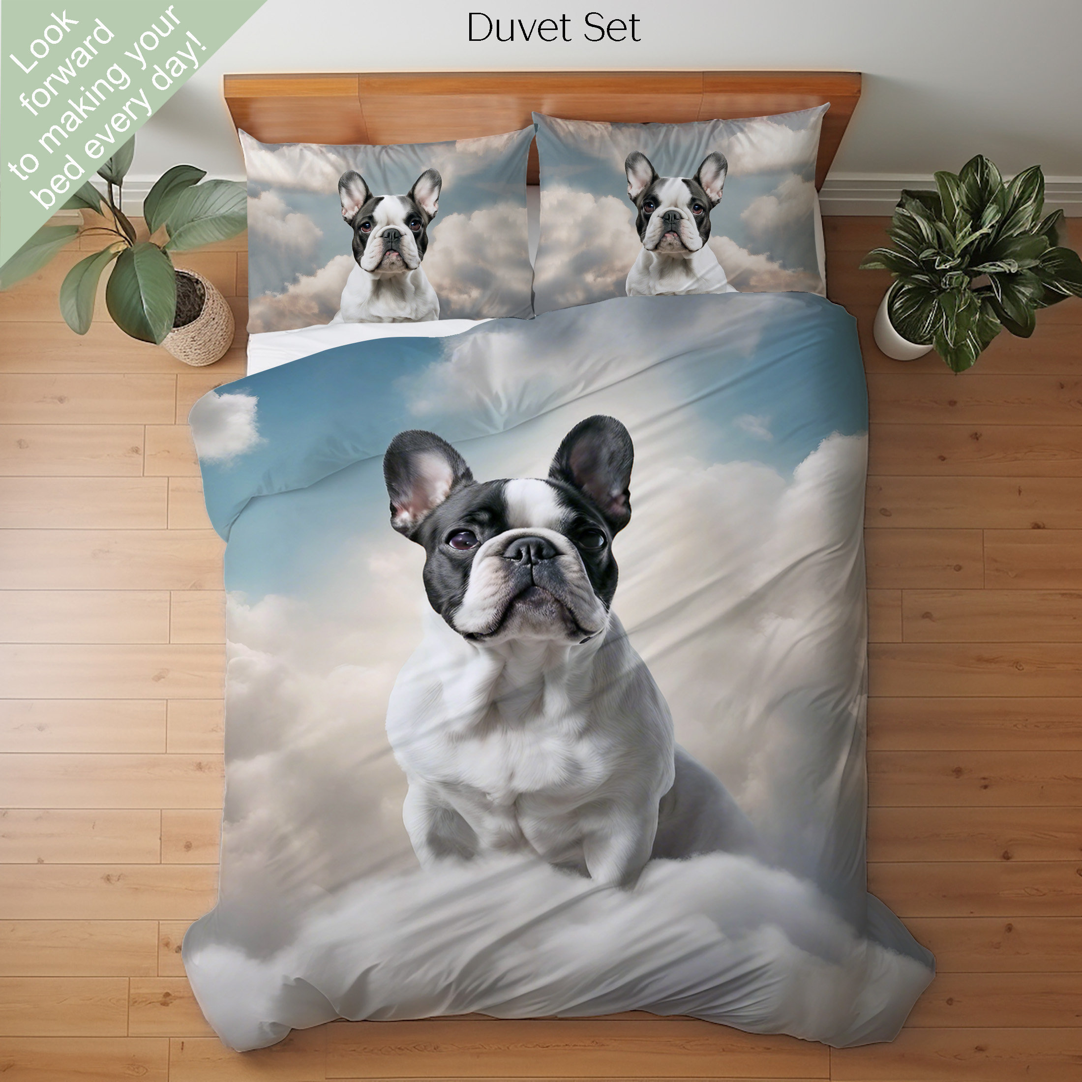 English Bulldogs Dog Comforter Set - Full/Queen Size 3pc Bedding With Comforter & Pillowcases, Soft All-Season