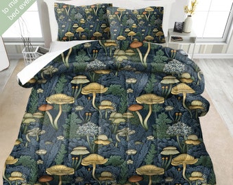 Enchanting Mushroom Bedding Set, Duvet Set, Comforter Set Or Quilt Set, Traditional Cottage Mushroom Decor Bedding, Luxury Original Bedding