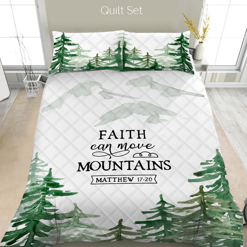 Christian Bible Pattern Print Bed Set Quilt