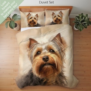 Yorkshire Terrier Bedding Set, Duvet Set, Comforter Set Or Quilt Set, Yorkie Decor Bedspread Bed Linens, Gift for Yorkie Lovers Mom Dad