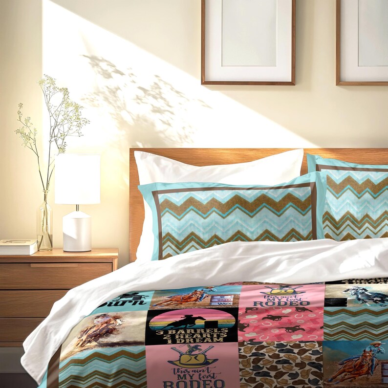 Barrel Racing Bed Set Barrel Racing Bedding Set, Barrel Racer Decor, Cowgirl Rodeo Gift, Turn ...