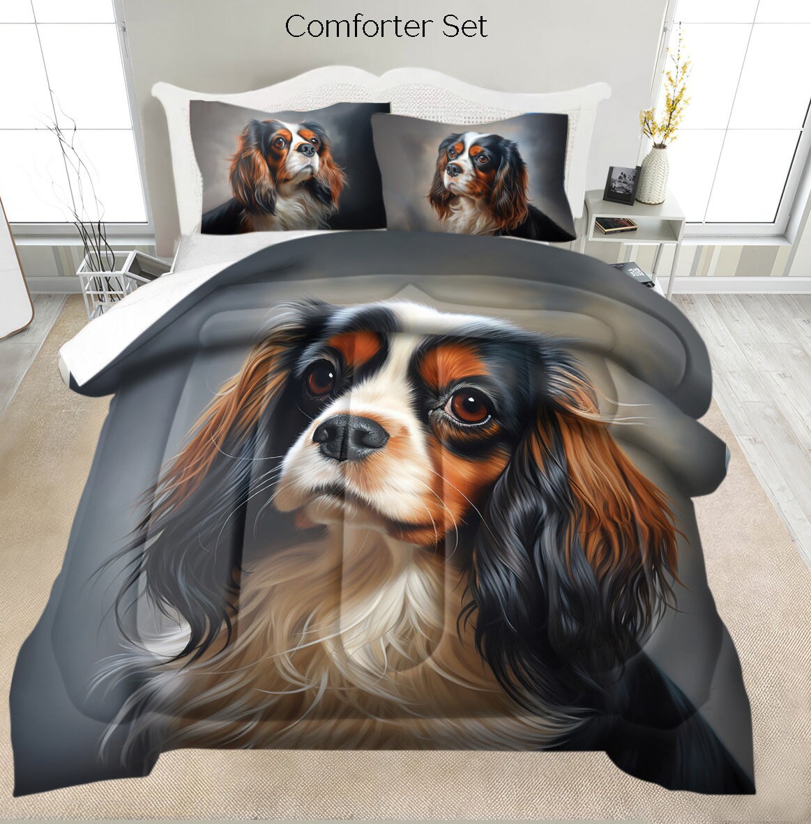 Cavalier King Charles Bedding Set - Tri Cavalier King Charles Bedding Set - Tri