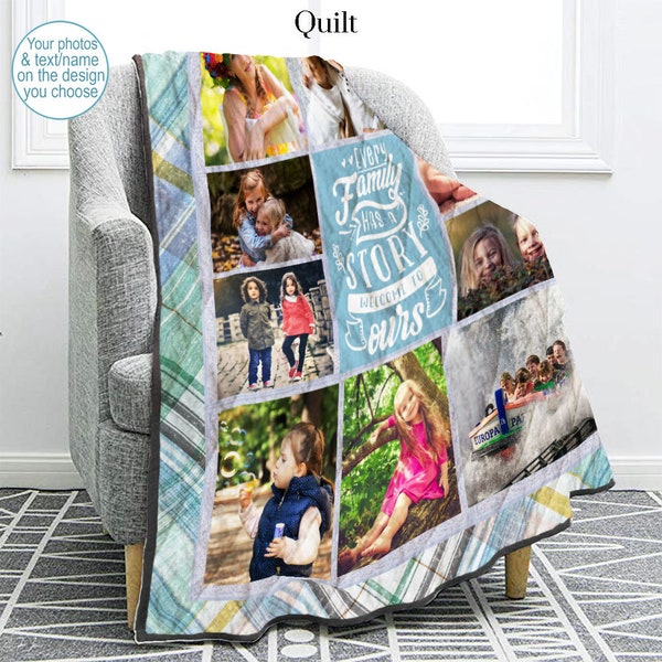 Personalized Photo Memory Quilt, Blanket or Wall Hanging, Perfect Unique Gift, Custom Photo Quilt, Memory Quilt, Photo Gift Picture Blanket