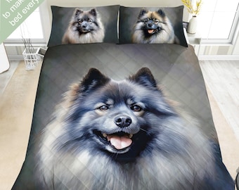 Ensemble de literie Keeshond, ensemble de couette, édredon ou ensemble de courtepointe, décoration Keeshond, cadeau pour les amoureux de Keeshond, maman et papa