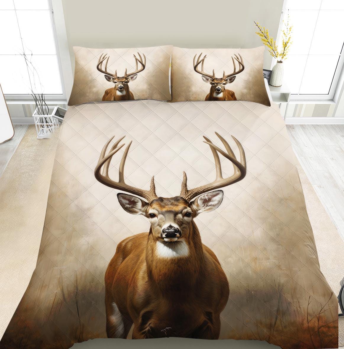 Jagd Hirsch Bettwäsche Set Single Size,Eat Sleep H Produktbild-Vorschau 9