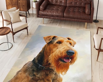 Airedale Terrier Area Rug Carpet, Airedale Decor, Gift for Airedale Lover, Airedale Mom Dad Airedale Terrier Gift Decorative Floor Covering