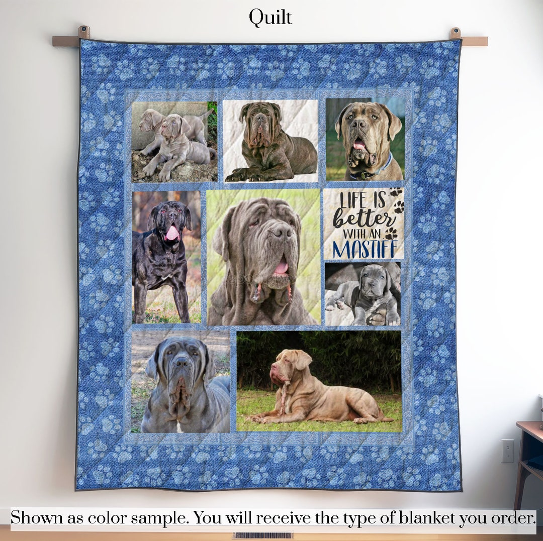 Personalized Neapolitan Mastiff Photo Quilt Blanket or Wall Hanging