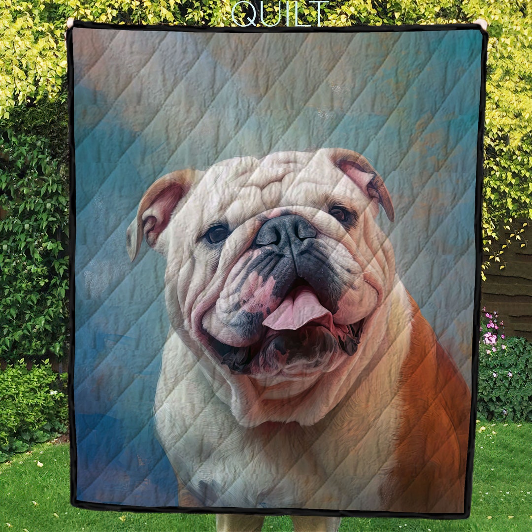 English Bulldog Quilt, Wall Hanging, Sherpa or Woven Blanket, English