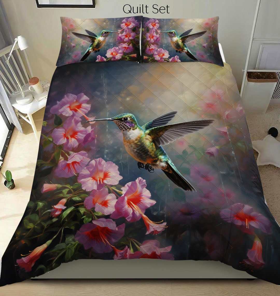 Hummingbird Bedding Set Hummingbird Quilt Set Comforter Set Etsy
