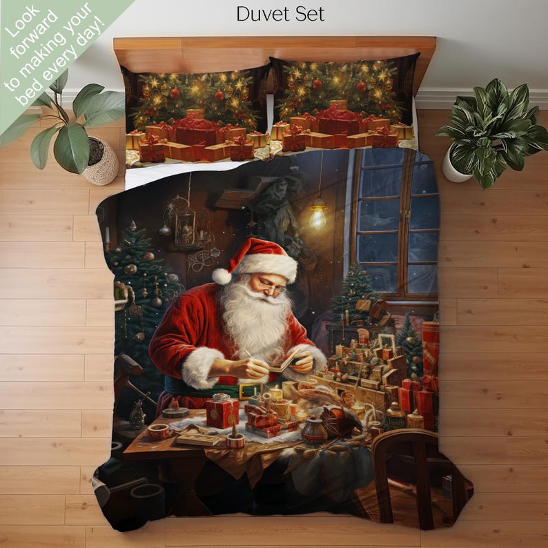 Vintage Style Christmas Bedding Set, Duvet Set, Comforter Set or Quilt