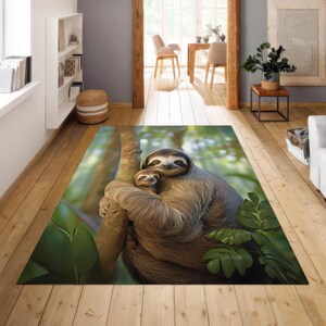 Sloth Area Rug Carpet, Original Sloth Art, Sloth Forest Jungle Decor ...
