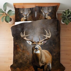 Majestic Buck Deer Bedding Set, Rustic Lodge & Cabin Forest Decor, Wildlife Nature Gift Available as Duvet Cover, Comforter or Quilt Set