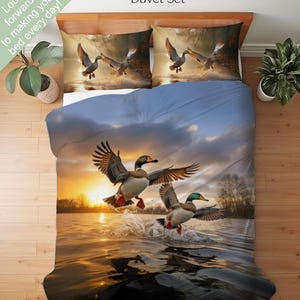 Duck Bedding Set Duvet Set Comforter Set Or Quilt Set, Wildlife Decor Mallard Gift, Cabin Rustic Lake House North Woods Mountain Decor