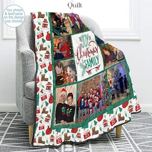 Personalized Christmas Holiday Photo Memory Quilt, Blanket or Wall Hanging, Christmas Photo Gift, Christmas Keepsake, Christmas Memories