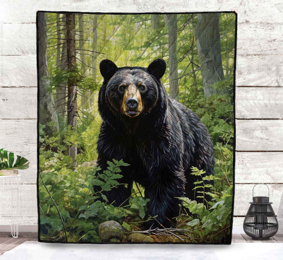 Bear Blanket Quilt or Wall Hanging Art, Bear Art, Rustic Cabin Decor ...
