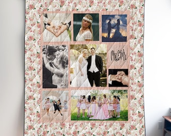 Personalized Wedding Keepsake Quilt, Blanket or Wall Hanging, Custom Wedding Gift, Wedding Photo Display, Personalized Wedding Gift