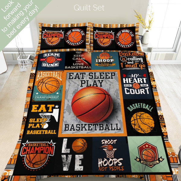 Basketball Bedding Set, Duvet Set, Comforter Set Or Quilt Set, Basketball Decor, Gift for Basketball Lover, Basketball Player Gift